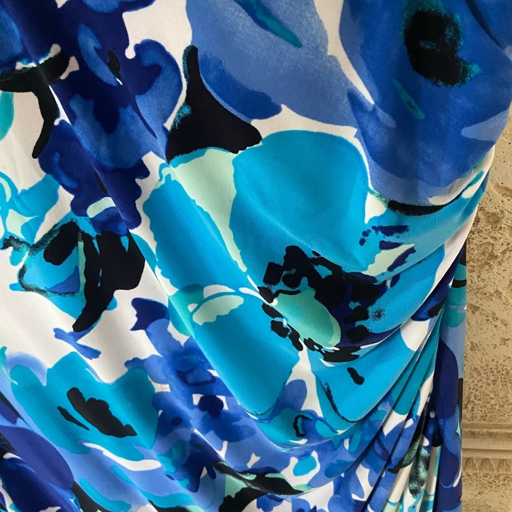 Ralph Lauren Faux Wrap Ruched Floral Dress, Size 16, Cap sleeves - Picture 3 of 3